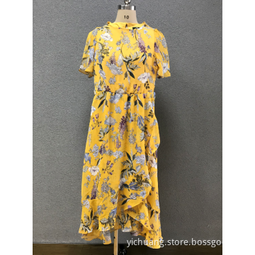 women`s yellow print dress